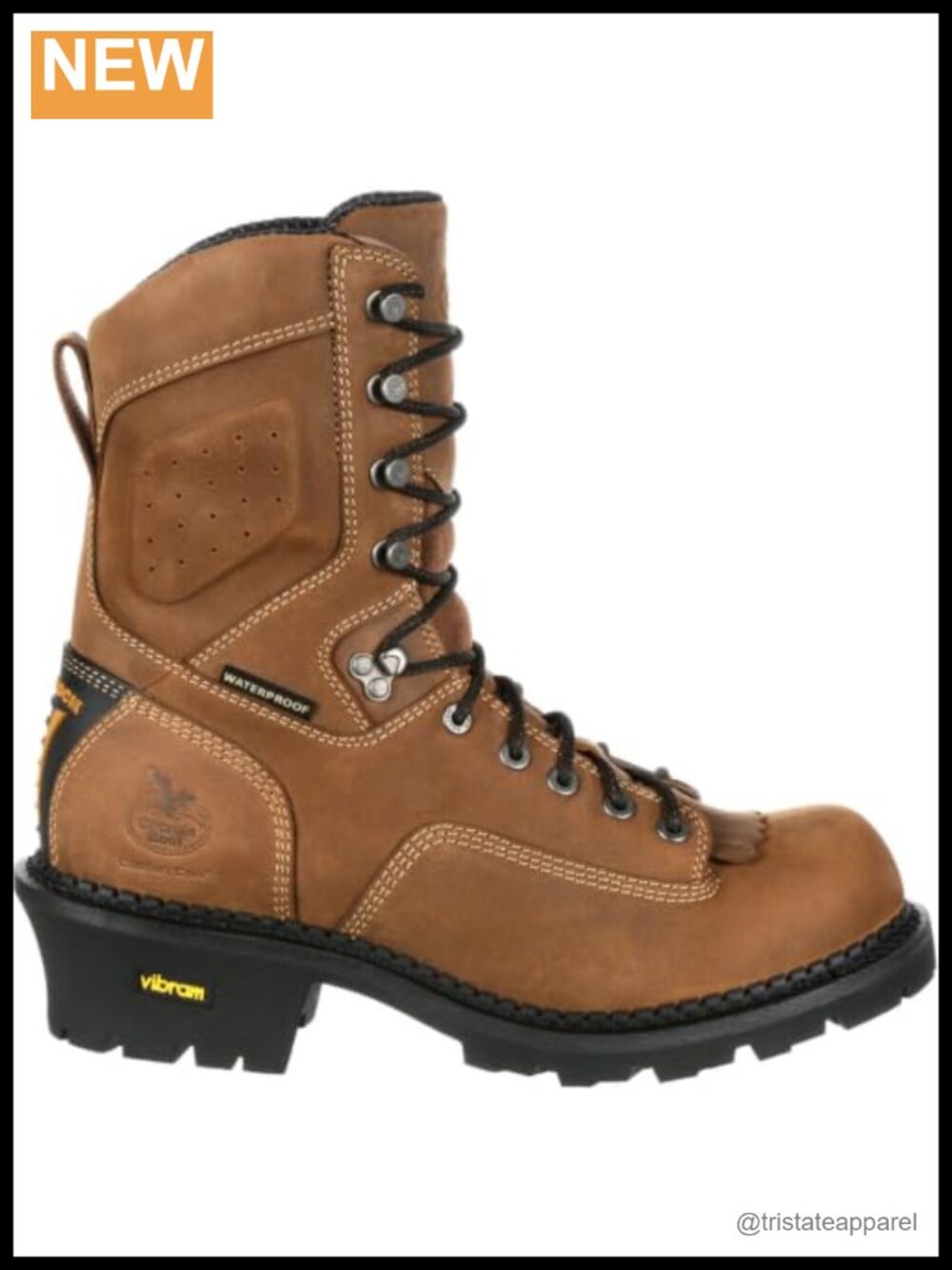 Waterproof Full-Grain Leather Logger Work Boots Lace-Up Mid Calf